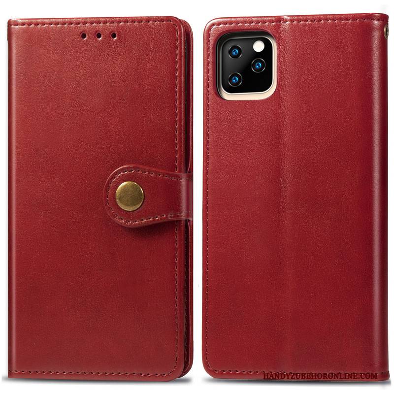 Hülle iPhone 11 Pro Schutz Business Hängende Verzierungen, Case iPhone 11 Pro Leder Rot Einfarbig