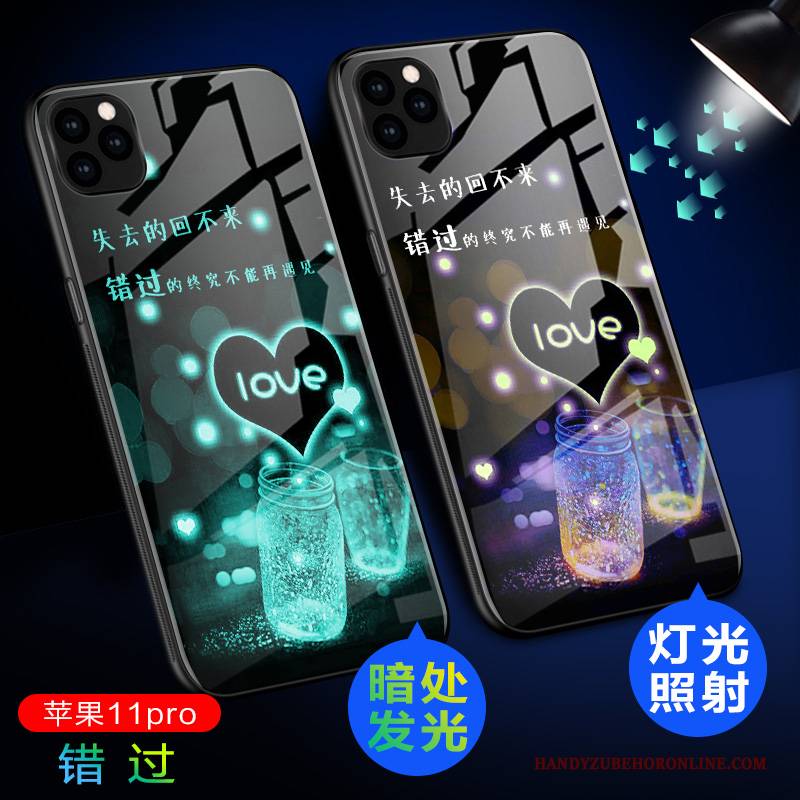 Hülle iPhone 11 Pro Schutz Glas Grün, Case iPhone 11 Pro Handyhüllen Leuchtende