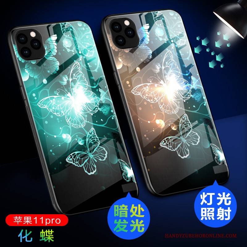 Hülle iPhone 11 Pro Schutz Glas Grün, Case iPhone 11 Pro Handyhüllen Leuchtende