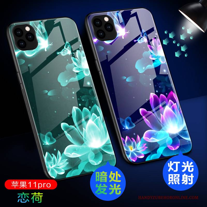 Hülle iPhone 11 Pro Schutz Glas Grün, Case iPhone 11 Pro Handyhüllen Leuchtende