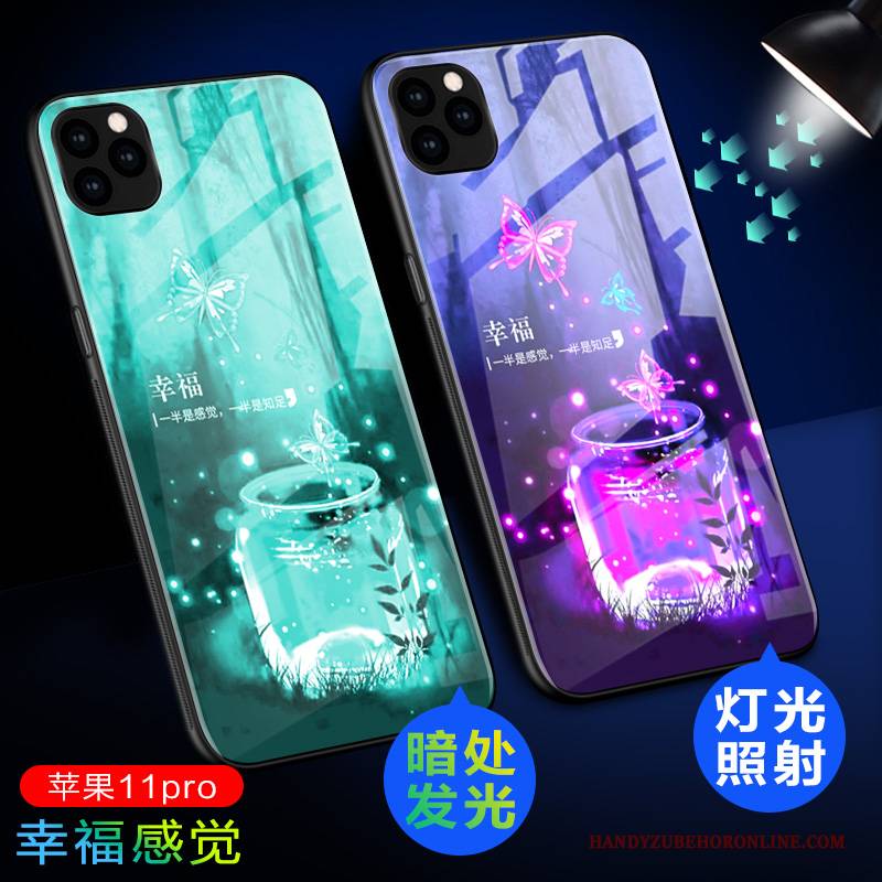 Hülle iPhone 11 Pro Schutz Glas Grün, Case iPhone 11 Pro Handyhüllen Leuchtende