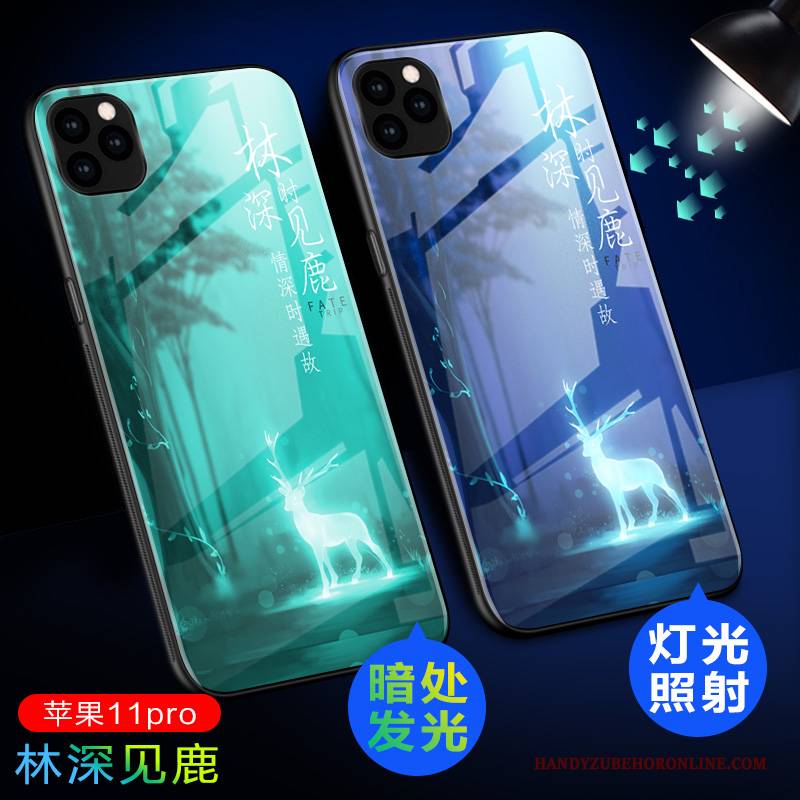 Hülle iPhone 11 Pro Schutz Glas Grün, Case iPhone 11 Pro Handyhüllen Leuchtende