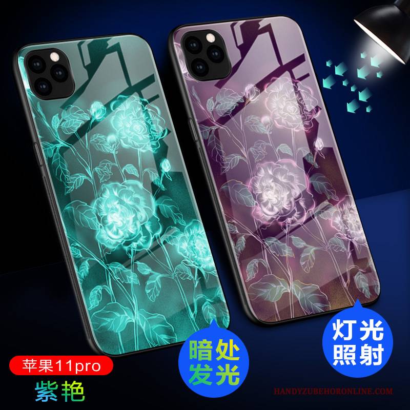 Hülle iPhone 11 Pro Schutz Glas Grün, Case iPhone 11 Pro Handyhüllen Leuchtende