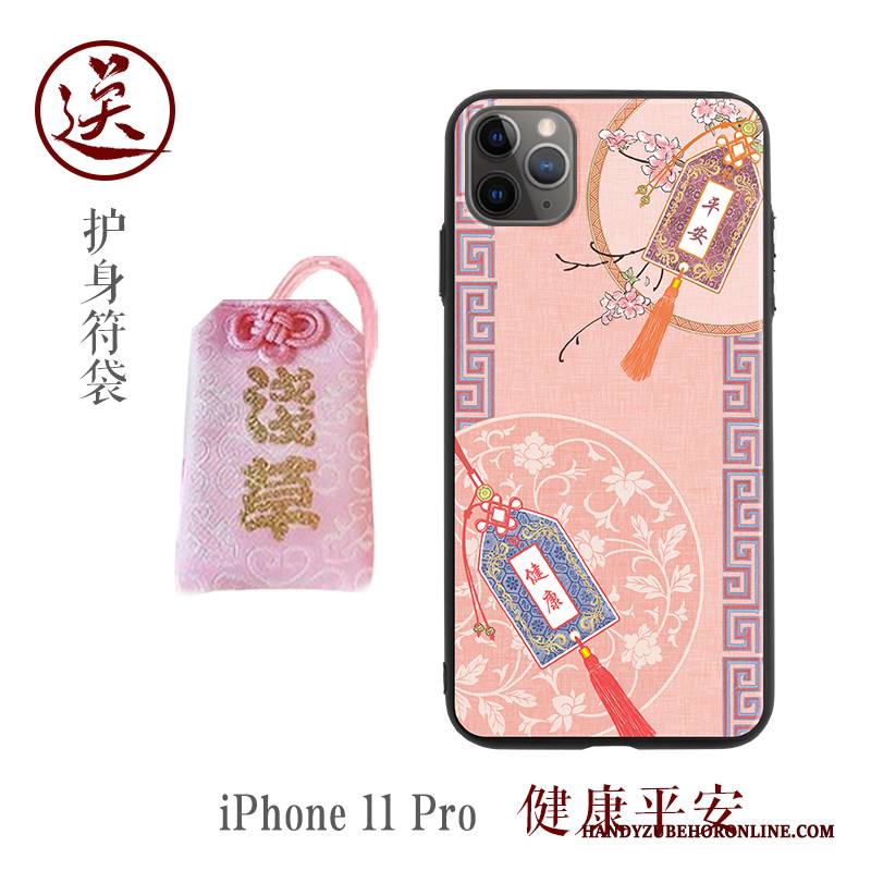 Hülle iPhone 11 Pro Silikon Chinesische Art Trendmarke, Case iPhone 11 Pro Kreativ Rosa Persönlichkeit