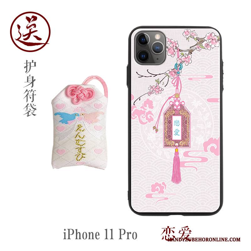 Hülle iPhone 11 Pro Silikon Chinesische Art Trendmarke, Case iPhone 11 Pro Kreativ Rosa Persönlichkeit