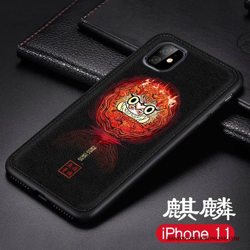 Hülle iPhone 11 Prägung Neu Chinesische Art, Case iPhone 11 Schutz Blau Nubuck