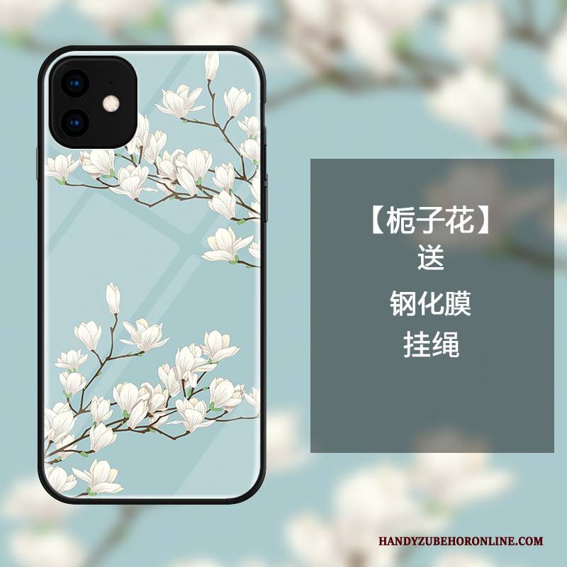 Hülle iPhone 11 Taschen Anti-sturz Blau, Case iPhone 11 Schutz Blumen Kunst