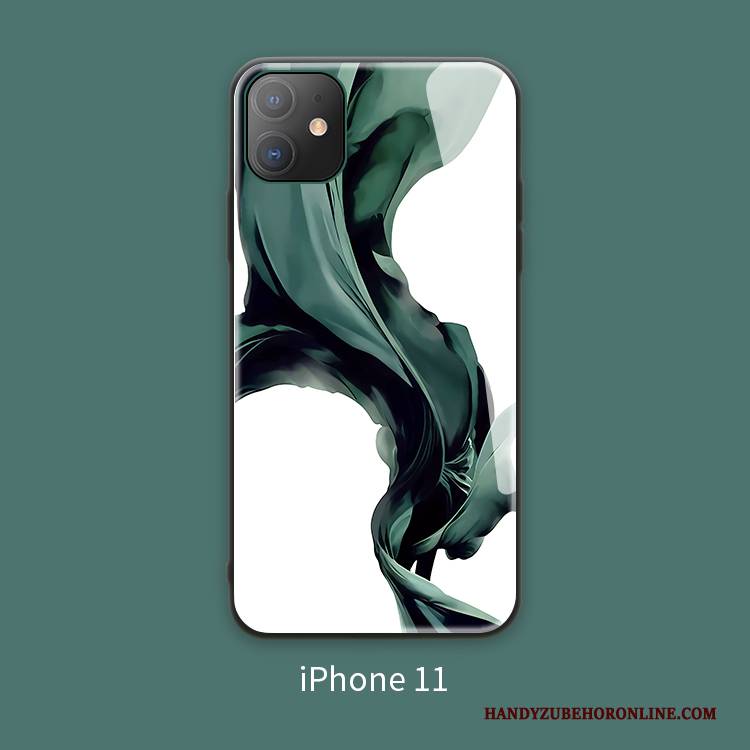 Hülle iPhone 11 Taschen Glas Grün, Case iPhone 11 Weiche Anti-sturz Schlank