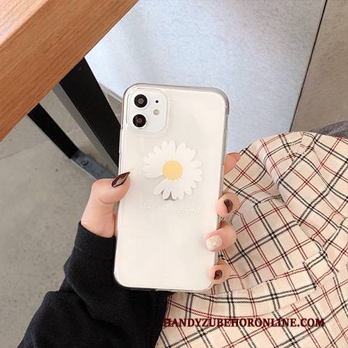 Hülle iPhone 11 Weiche Chrysanthemes Weiß, Case iPhone 11 Silikon Elegante Transparent