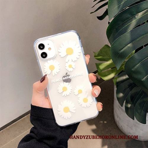 Hülle iPhone 11 Weiche Chrysanthemes Weiß, Case iPhone 11 Silikon Elegante Transparent