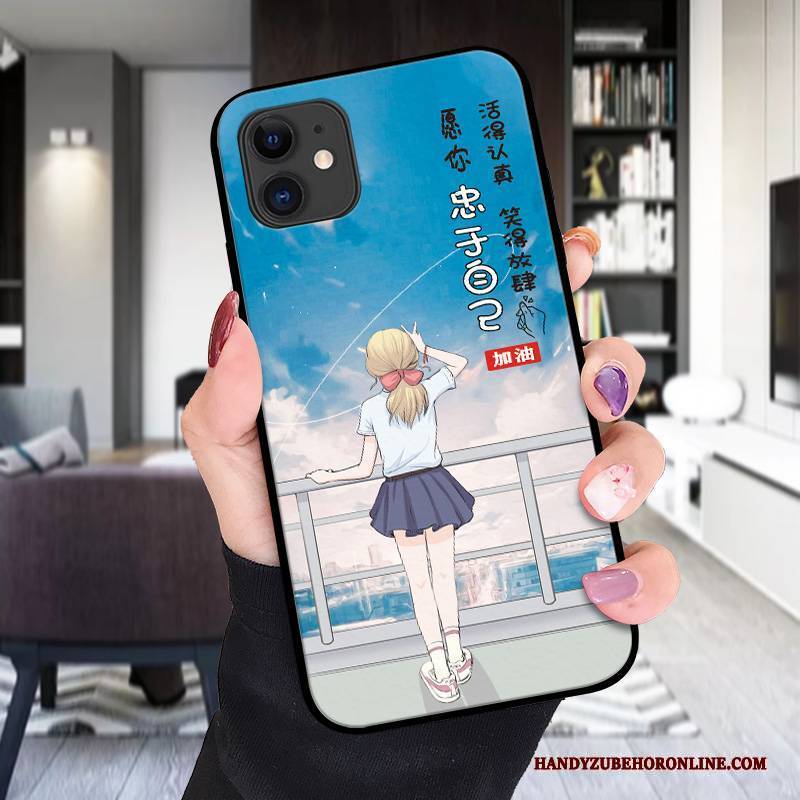 Hülle iPhone 12 Karikatur Anti-sturz Leuchtende, Case iPhone 12 Taschen Blau Nette