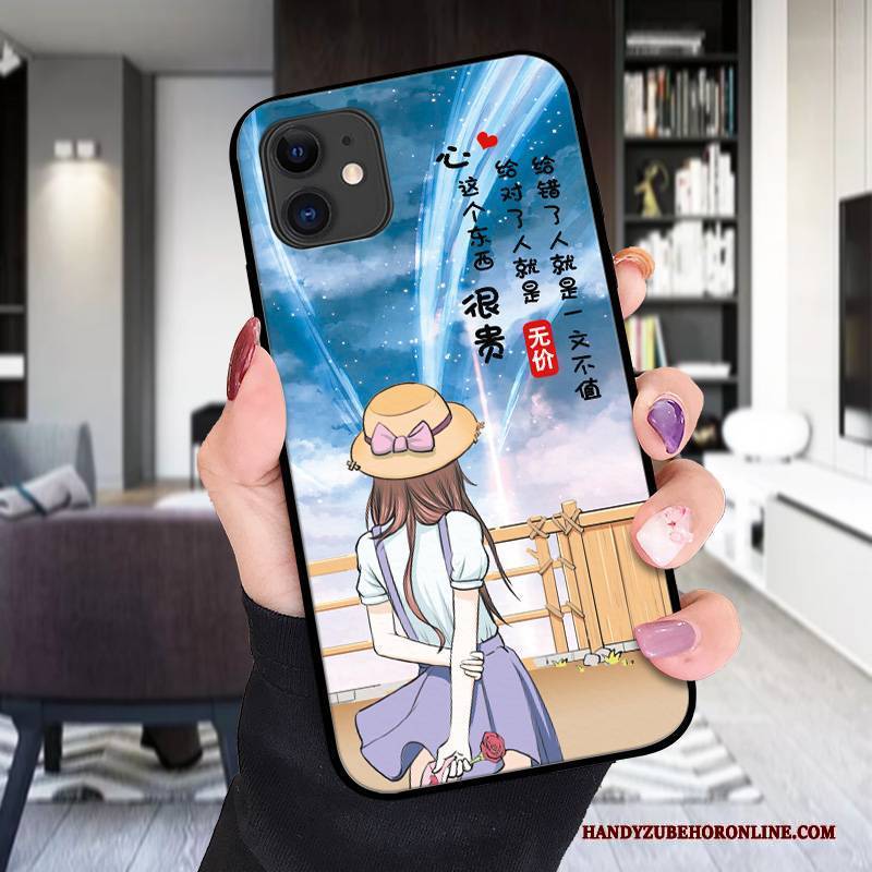 Hülle iPhone 12 Karikatur Anti-sturz Leuchtende, Case iPhone 12 Taschen Blau Nette