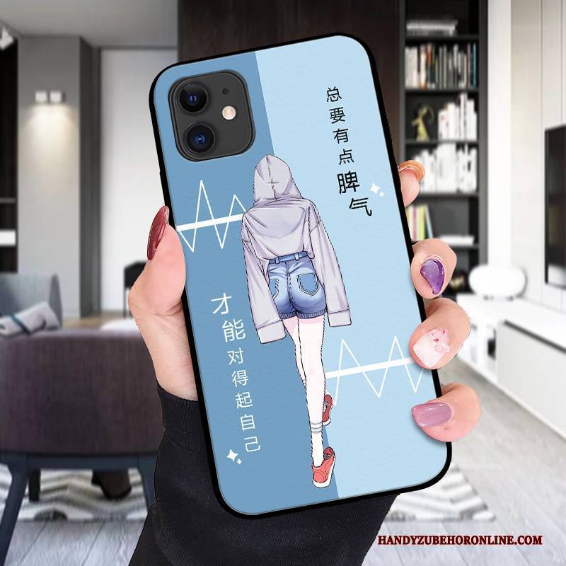 Hülle iPhone 12 Karikatur Anti-sturz Leuchtende, Case iPhone 12 Taschen Blau Nette