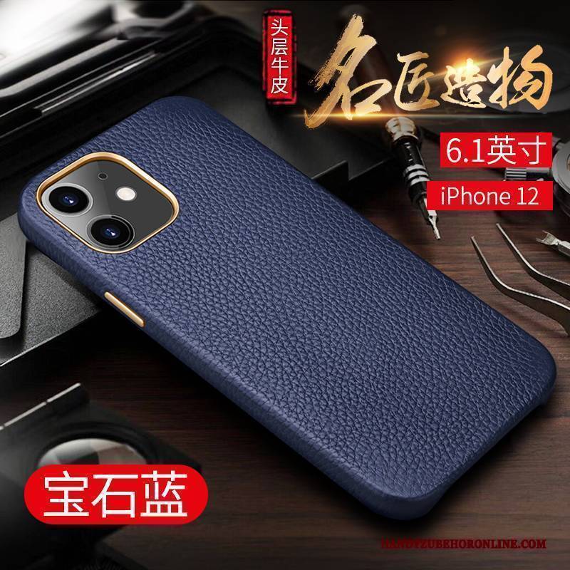 Hülle iPhone 12 Kreativ Neu Business, Case iPhone 12 Leder Leichter Luxus Handyhüllen