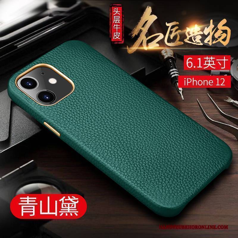 Hülle iPhone 12 Kreativ Neu Business, Case iPhone 12 Leder Leichter Luxus Handyhüllen