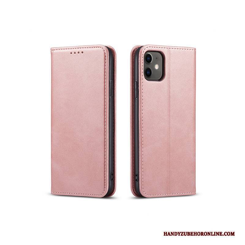 Hülle iPhone 12 Lederhülle Angepasst Handyhüllen, Case iPhone 12 Folio Rosa