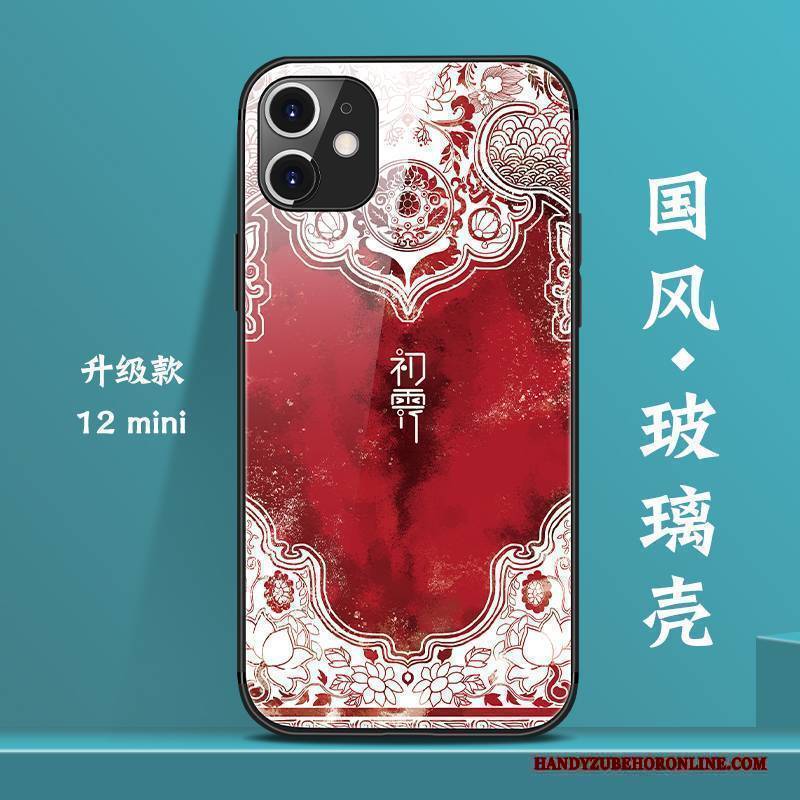 Hülle iPhone 12 Mini Kreativ Persönlichkeit Chinesische Art, Case iPhone 12 Mini Netto Rot Neu