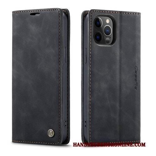 Hülle iPhone 12 Pro Lederhülle Business Grau, Case iPhone 12 Pro Taschen Anti-sturz Karte