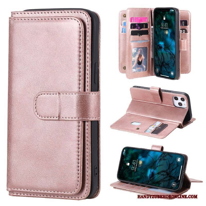 Hülle iPhone 12 Pro Max Geldbörse Rosa Handyhüllen, Case iPhone 12 Pro Max Lederhülle