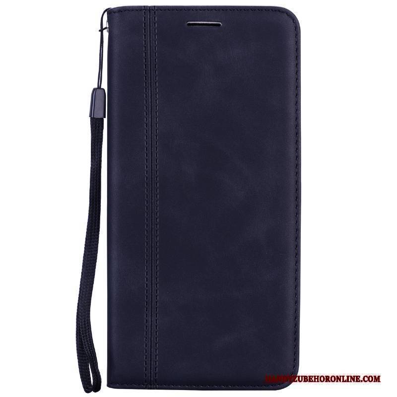 Hülle iPhone 12 Pro Max Lederhülle Qualität Hängende Verzierungen, Case iPhone 12 Pro Max Leder Blau Nubuck