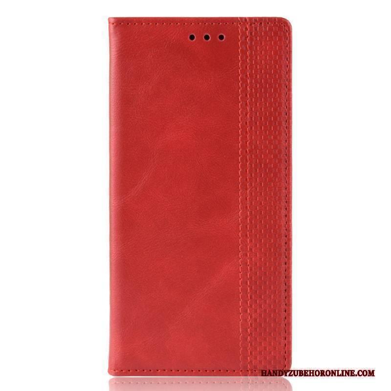 Hülle iPhone 12 Pro Max Lederhülle Rot Handyhüllen, Case iPhone 12 Pro Max Folio Magnetismus