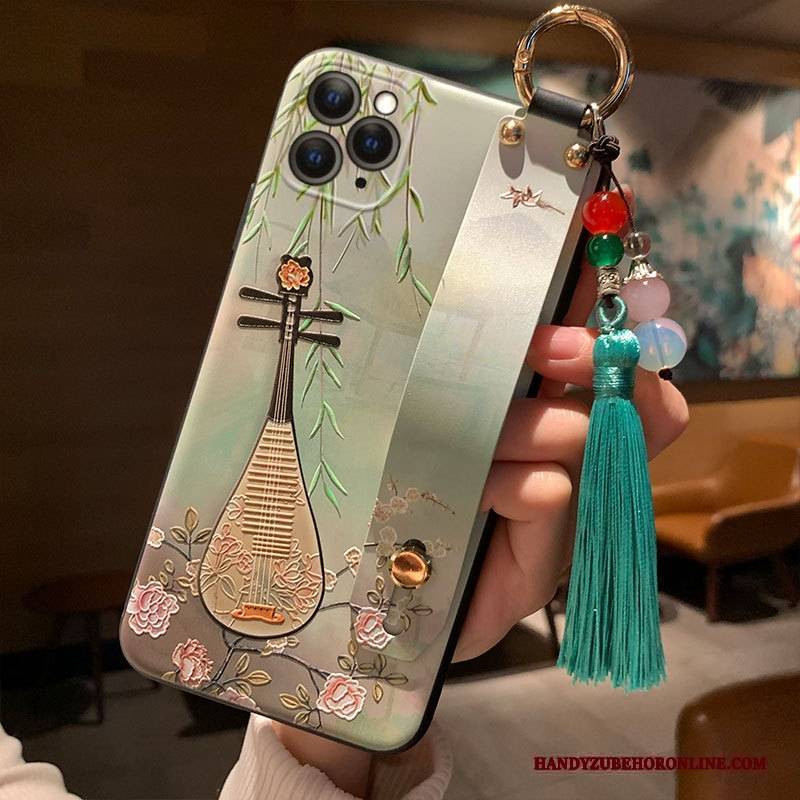 Hülle iPhone 12 Pro Max Prägung Wind Chinesische Art, Case iPhone 12 Pro Max Handyhüllen Grün