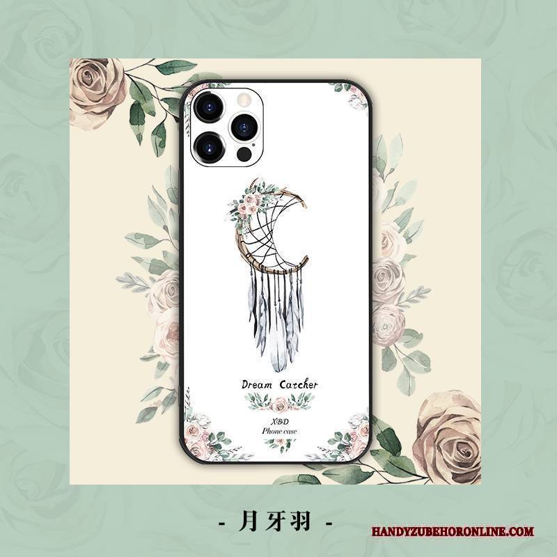 Hülle iPhone 12 Pro Taschen Blumen Weiß, Case iPhone 12 Pro Schutz Anti-sturz Schlank