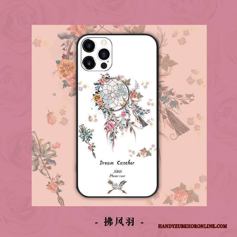 Hülle iPhone 12 Pro Taschen Blumen Weiß, Case iPhone 12 Pro Schutz Anti-sturz Schlank