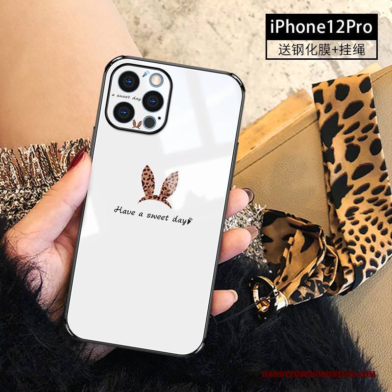 Hülle iPhone 12 Pro Taschen Hängende Verzierungen Schwarz, Case iPhone 12 Pro Schutz High-end Leopard