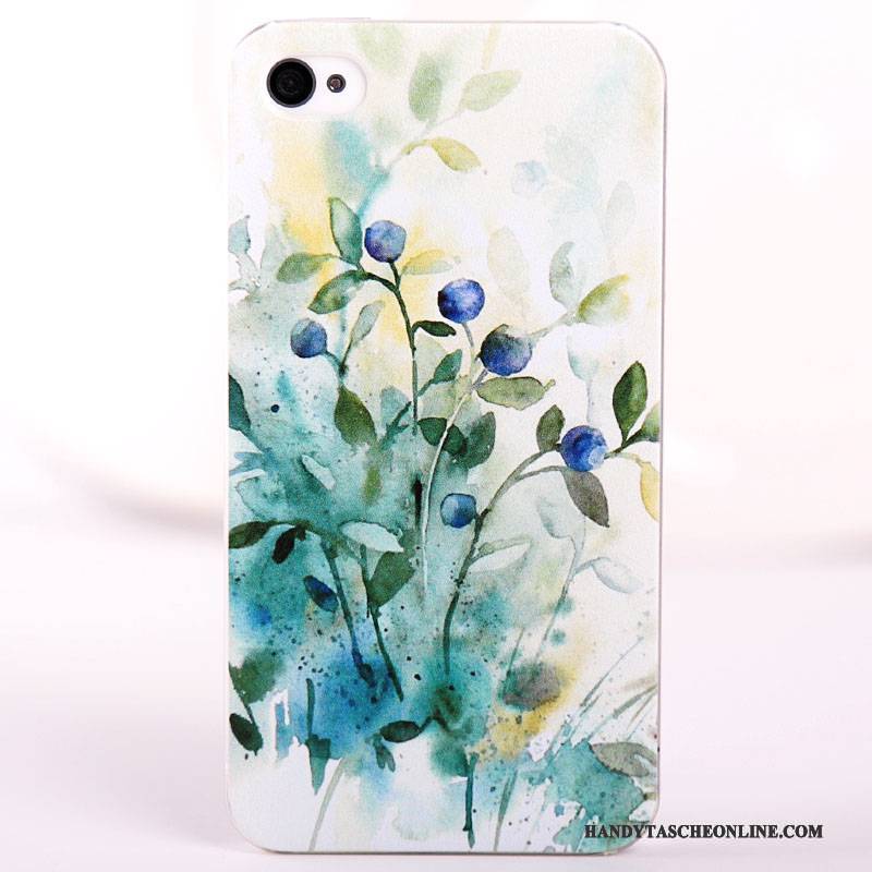 Hülle iPhone 4/4s Gemalt Handyhüllen Schwer, Case iPhone 4/4s Schutz Blau Nubuck