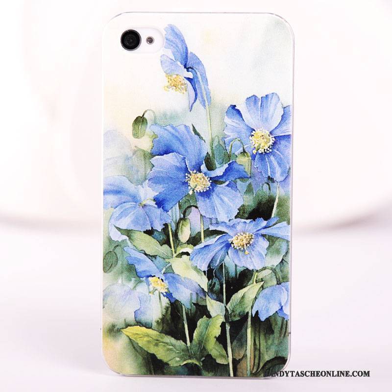 Hülle iPhone 4/4s Gemalt Handyhüllen Schwer, Case iPhone 4/4s Schutz Blau Nubuck