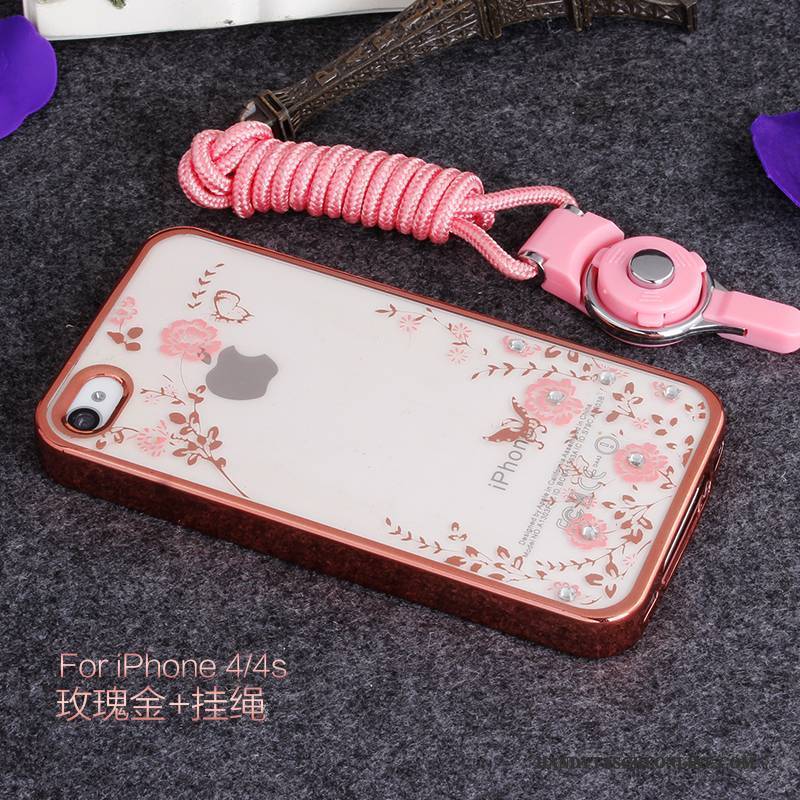 Hülle iPhone 4/4s Halterung Rosa Handyhüllen, Case iPhone 4/4s Strass Anti-sturz