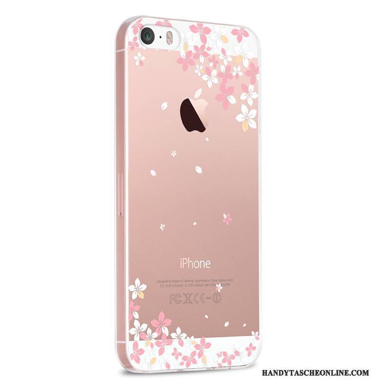 Hülle iPhone 5/5s Karikatur Rosa Transparent, Case iPhone 5/5s Silikon Nette Handyhüllen