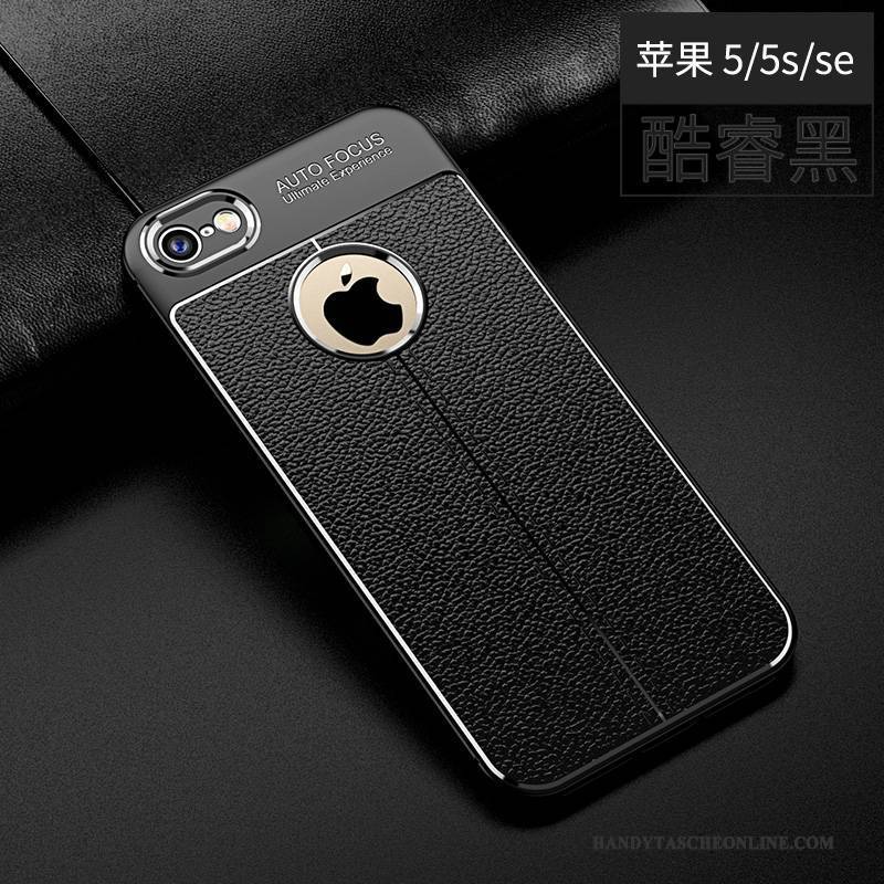 Hülle iPhone 5/5s Leder Schwarz Trend, Case iPhone 5/5s Weiche Muster Handyhüllen