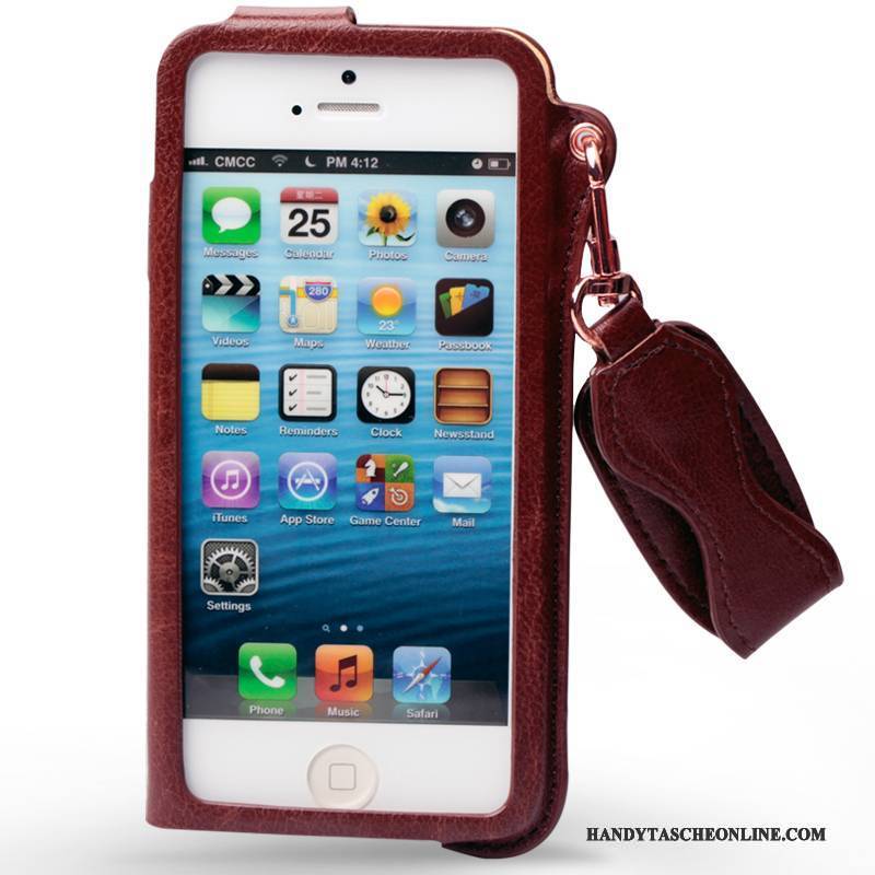 Hülle iPhone 5/5s Lederhülle Rosa Dünn, Case iPhone 5/5s Schutz