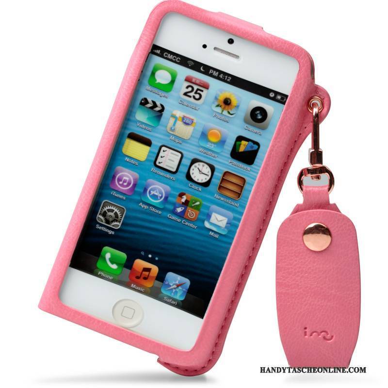 Hülle iPhone 5/5s Lederhülle Rosa Dünn, Case iPhone 5/5s Schutz