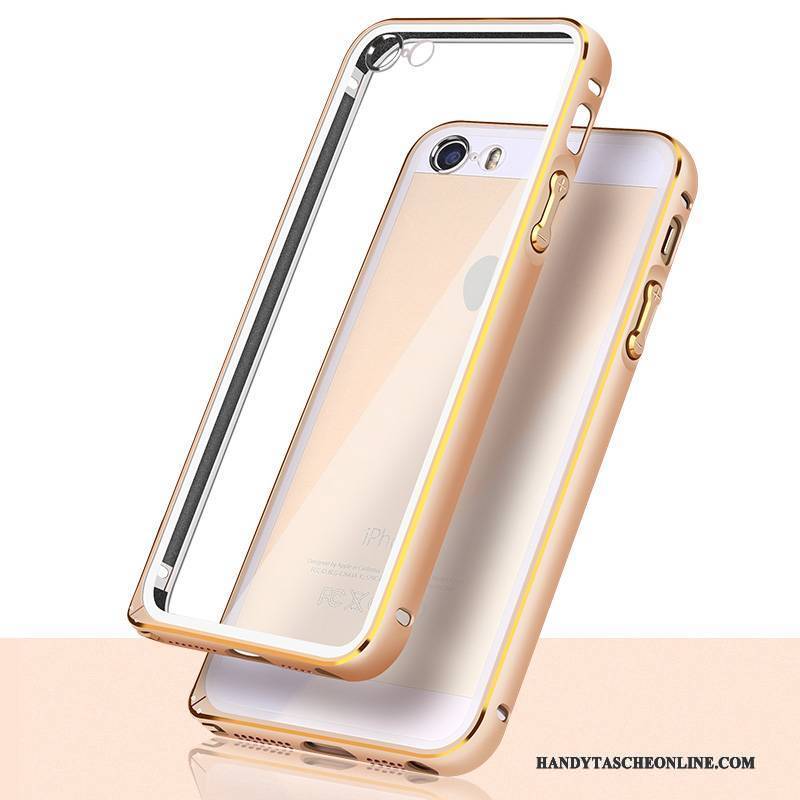 Hülle iPhone 5/5s Metall Hintere Abdeckung Rosa, Case iPhone 5/5s Schutz Grenze Gold