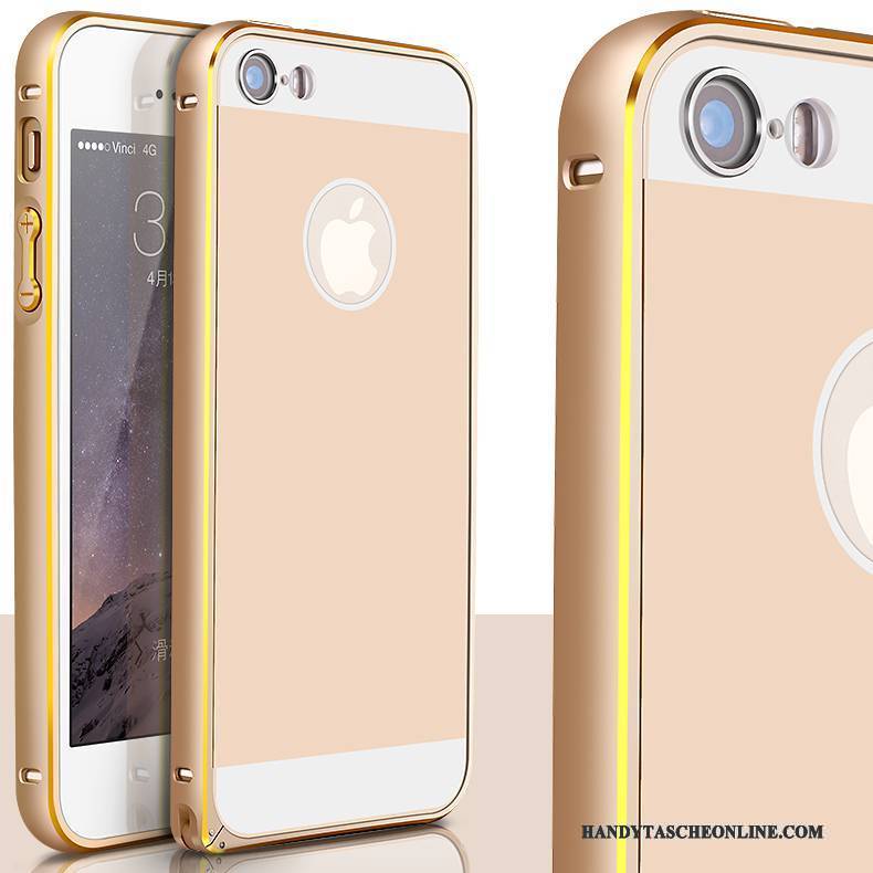 Hülle iPhone 5/5s Metall Hintere Abdeckung Rosa, Case iPhone 5/5s Schutz Grenze Gold