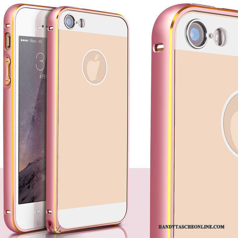 Hülle iPhone 5/5s Metall Hintere Abdeckung Rosa, Case iPhone 5/5s Schutz Grenze Gold