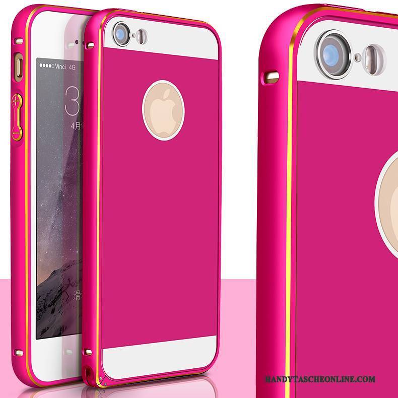 Hülle iPhone 5/5s Metall Hintere Abdeckung Rosa, Case iPhone 5/5s Schutz Grenze Gold