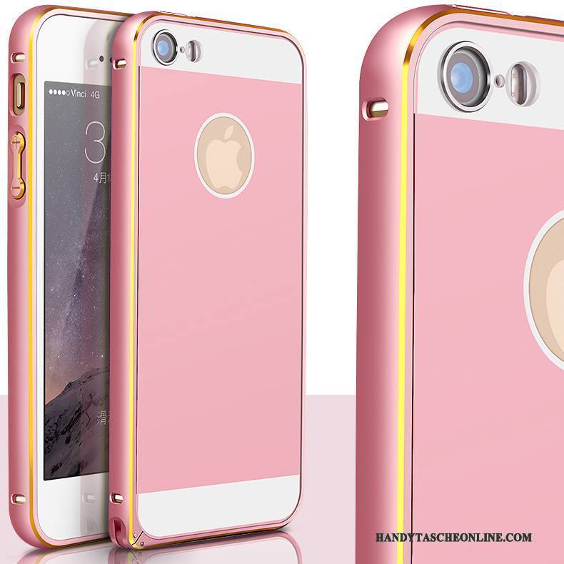 Hülle iPhone 5/5s Metall Hintere Abdeckung Rosa, Case iPhone 5/5s Schutz Grenze Gold