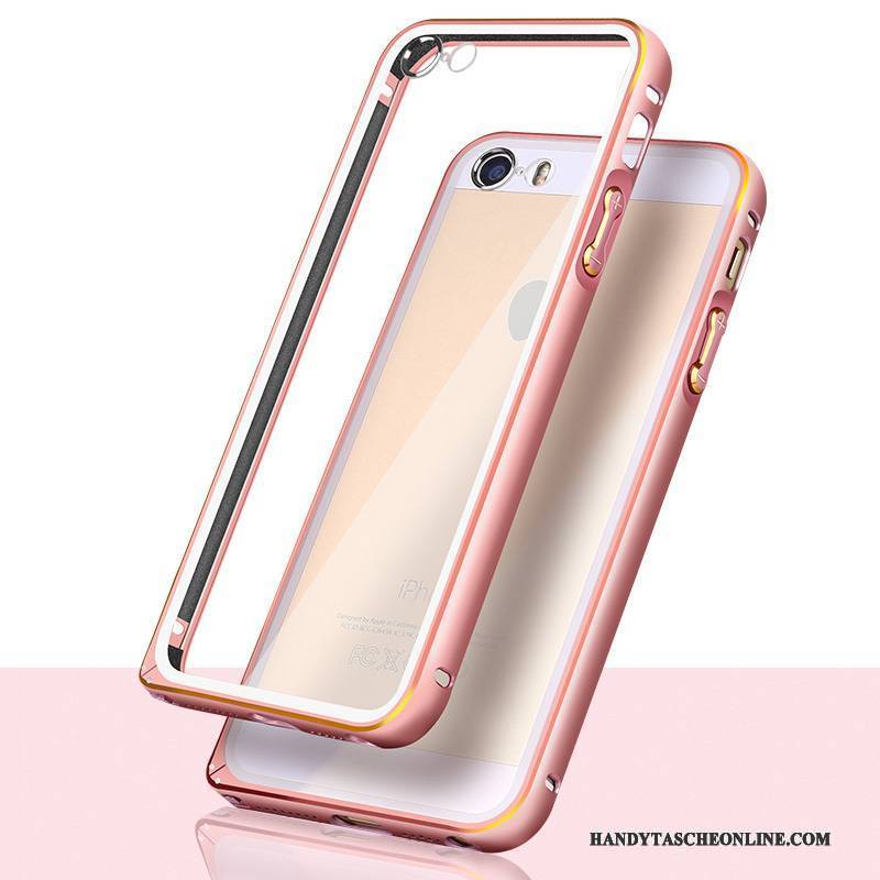 Hülle iPhone 5/5s Metall Hintere Abdeckung Rosa, Case iPhone 5/5s Schutz Grenze Gold