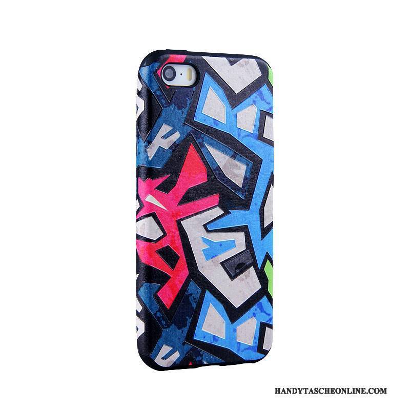 Hülle iPhone 5/5s Prägung Blau Trend, Case iPhone 5/5s Schutz Handyhüllen