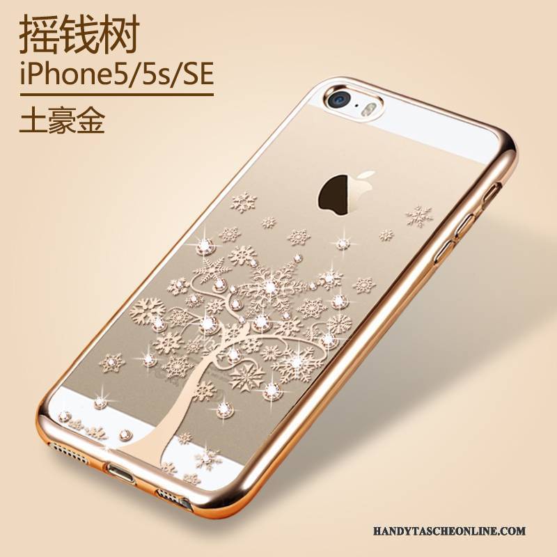 Hülle iPhone 5/5s Schutz Gold Überzug, Case iPhone 5/5s Weiche Transparent Handyhüllen