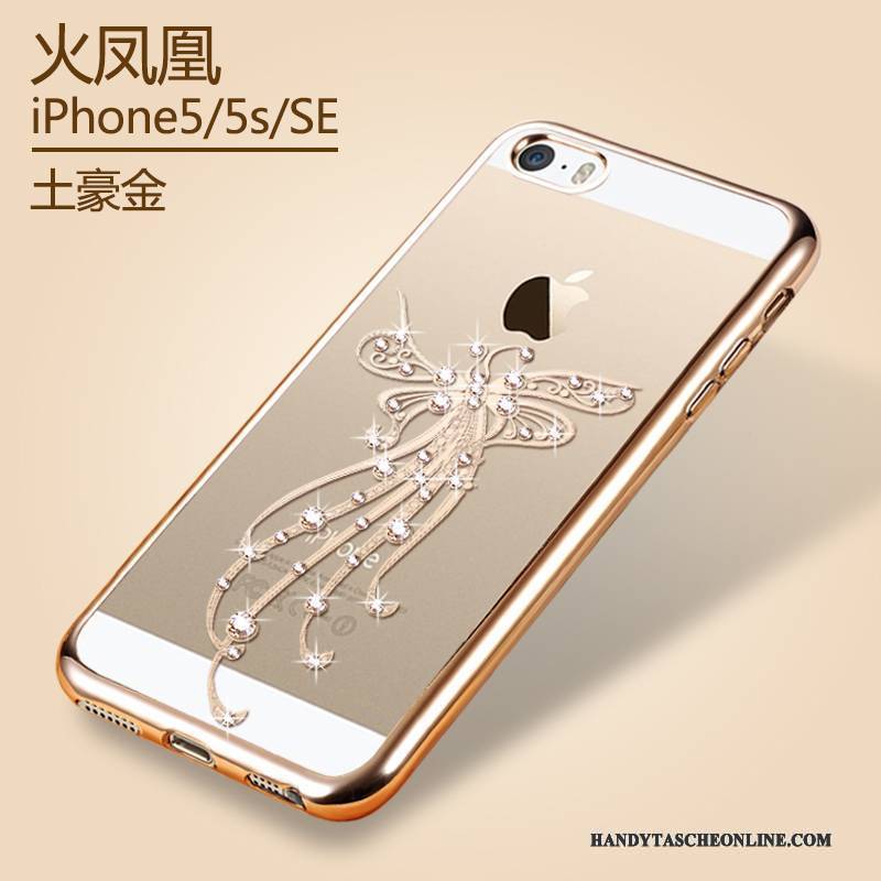 Hülle iPhone 5/5s Schutz Gold Überzug, Case iPhone 5/5s Weiche Transparent Handyhüllen