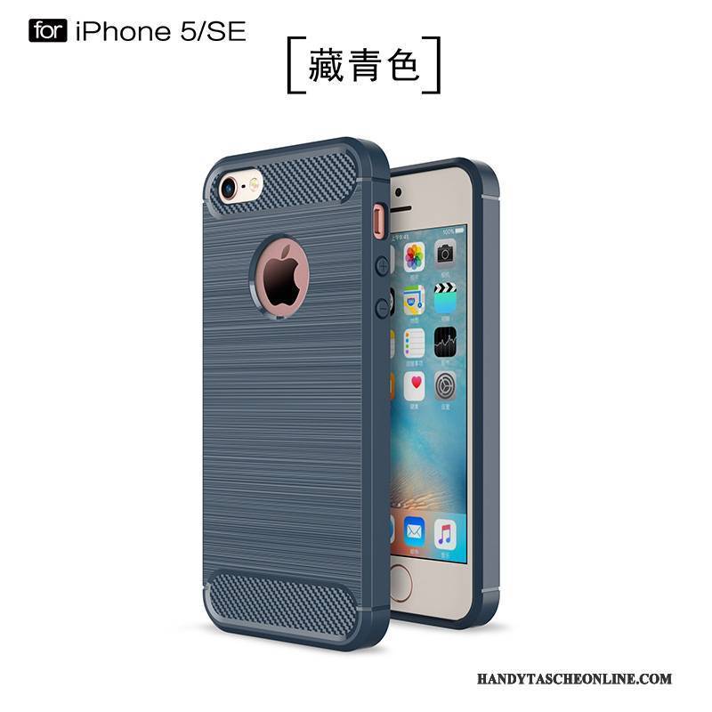 Hülle iPhone 5/5s Schutz Handyhüllen Faser, Case iPhone 5/5s Weiche Schwarz Trend