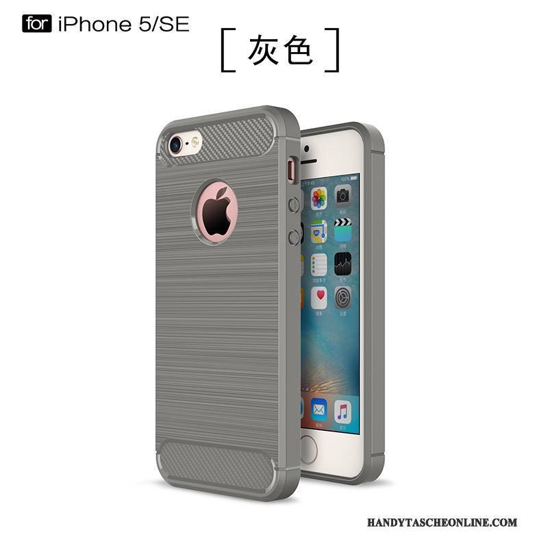 Hülle iPhone 5/5s Schutz Handyhüllen Faser, Case iPhone 5/5s Weiche Schwarz Trend