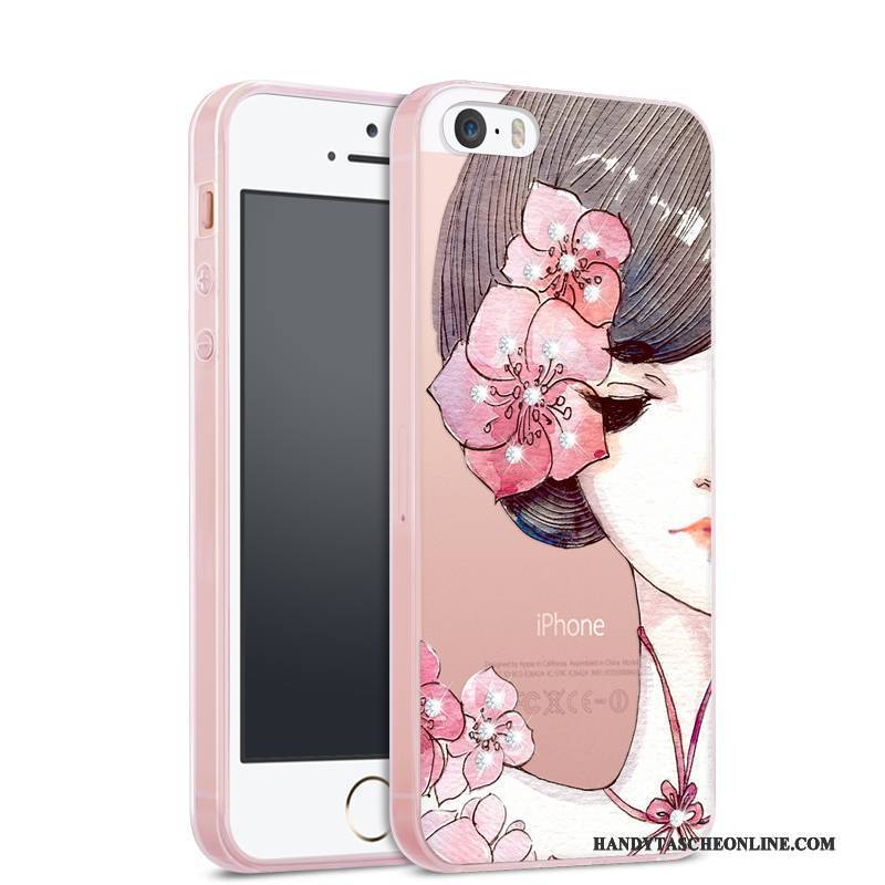 Hülle iPhone 5/5s Silikon Handyhüllen Trend, Case iPhone 5/5s Taschen Transparent Rosa