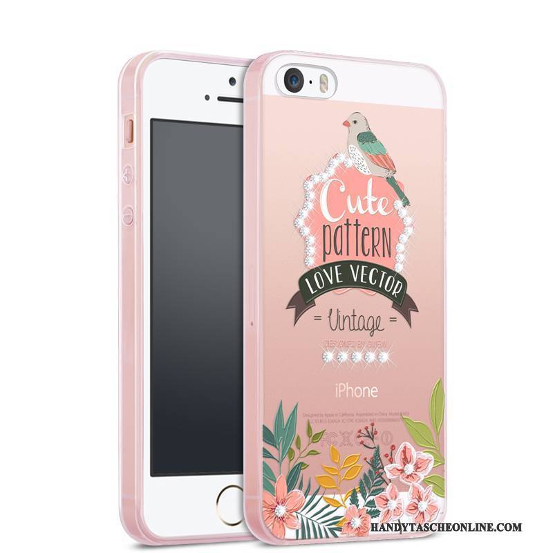 Hülle iPhone 5/5s Silikon Handyhüllen Trend, Case iPhone 5/5s Taschen Transparent Rosa