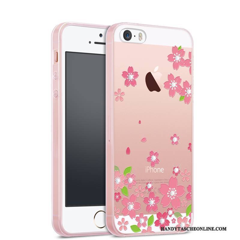 Hülle iPhone 5/5s Silikon Handyhüllen Trend, Case iPhone 5/5s Taschen Transparent Rosa